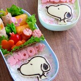 簡単海苔アート☆キャラ弁　スヌーピーのお弁当♪